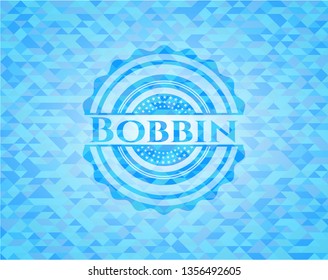Bobbin sky blue emblem with triangle mosaic background