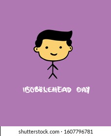 Bobble Head Day Text Vector Illustration