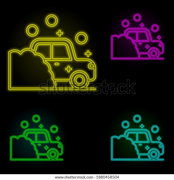 Bobble soap carwash car neon color set icon.\
Simple thin line, outline vector of car wash icons for ui and ux,\
website or mobile\
application