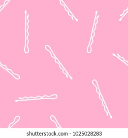 Bobby Pin (hair Pin) Seamless Doodle Pattern