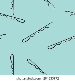 Bobby Pin and Hair Styling Hand Drawn Colored Seamless Pattern