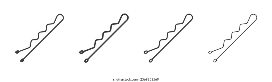 Bobby pin icon flat and linear vector illustration on white background.