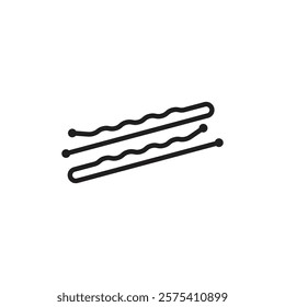 Bobby pin icon Flat vector set outline