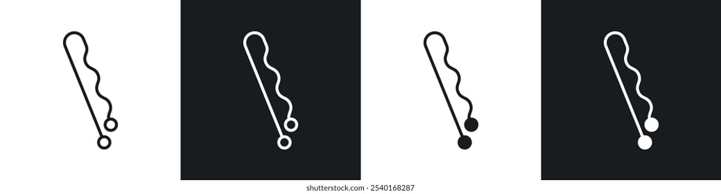 Bobby Pin Icon Set. Vektorsymbole in schwarz-weißen Farben.