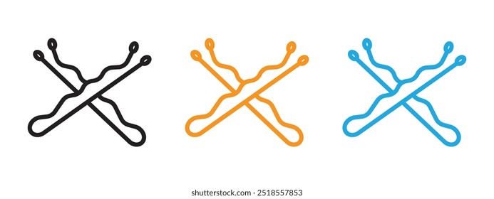 Bobby pin icon Thin line illustration set