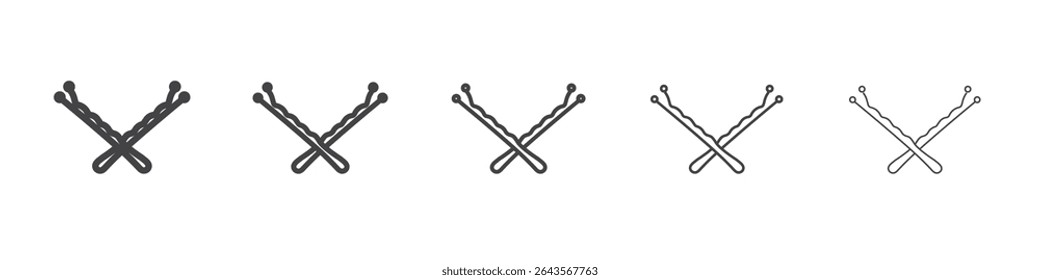 Bobby pin icon vector outline set illustration sign