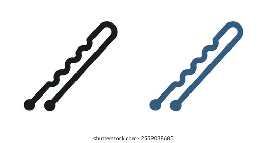 Bobby pin icons in black and colored version