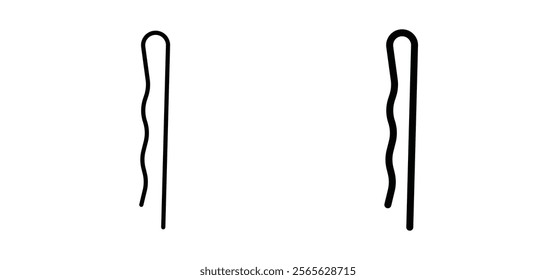 Bobby pin icons in black and white colors