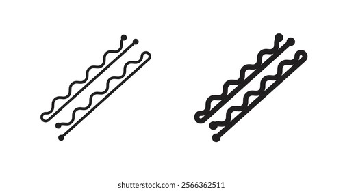 Bobby pin icons in line stroke and flat versions