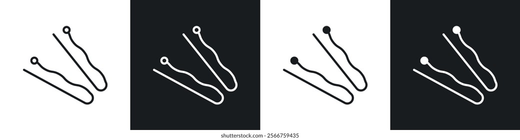 Bobby pin icons in Thin line black color. flat simple vector symbols illustration.