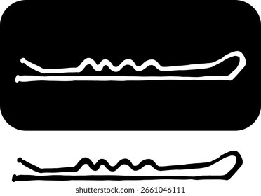 Bobby pin Logo aislado. Ilustración de tinta de línea gráfica de Vector. pin de cabello Signo de silueta para logotipo, impresión, cómics, moda, arte pop, tableros, diseño, pegatinas, decoración, carteles