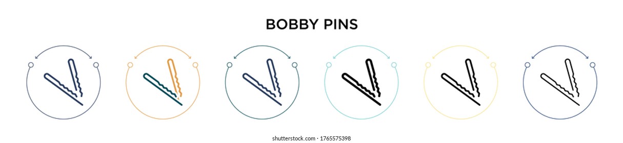 Bobby pins icon in filled, thin line, outline and stroke style. Vector illustration of two colored and black bobby pins vector icons designs can be used for mobile, ui, web