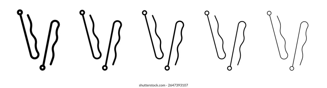 bobby pins icon flat illustration set logo