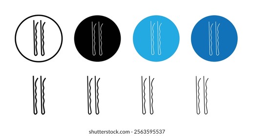 bobby pins icon Flat outline fill set collection