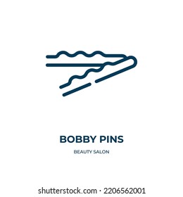 Bobby Pins Symbol. Lineare Vektorgrafik aus der Schönheitssalon-Kollektion. Umrissener Bobby-Pins Symbol-Vektorgrafik. Dünnliniensymbol für Web- und mobile Apps, Logo, Printmedien.