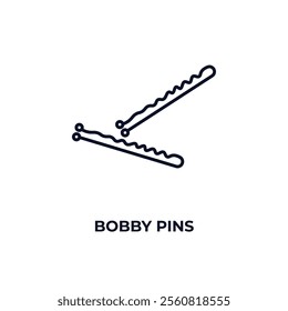 bobby pins outline icon. Linear vector from beauty concept. Thin line bobby pins icon isolated on white background