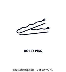 bobby pins outline icon.  Thin line icon from beauty collection. Editable vector isolated on white background