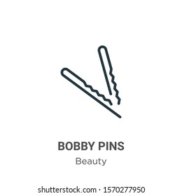 Bobby pins outline vector icon. Thin line black bobby pins icon, flat vector simple element illustration from editable beauty concept isolated on white background