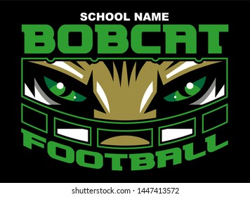 bobcat football team design with mascot wearing facemask for school, college or league