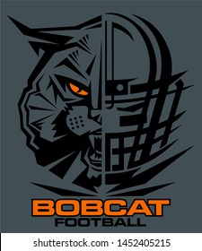 bobcat football team design with mascot and facemask for school, college or league