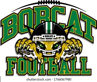 bobcat football team design with mascot and claws for school, college or league