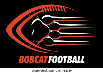 Bobcat Football Team Design With Paw Print For School, College Or League