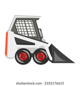 BobCat loader on white background - vector image. Construction equipment concept 