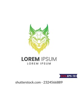 Bobcat Logo Monochrome Design Style. wild lynx looking straight forward - bobcat en face head black and white vector design. Wildcat Bobcat Mascot