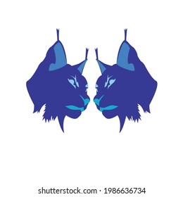 Bobcat or lynx head vector illustration into elips line art for logo and brand.