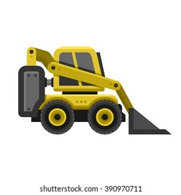 Bobcat Machine Icon. Flat Style Design. Vector