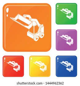 Bobcat machine icons set collection vector 6 color isolated on white background