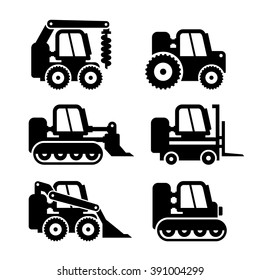 Bobcat Machine Icons Set. Vector