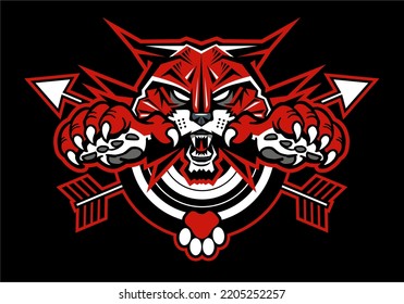 bobcat, wildcat archery mascot for school, college or league