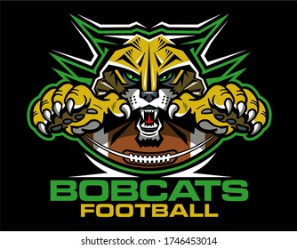 bobcats football team design with half ball and mascot for school, college or league