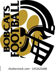 bobcats football team design with large paw print inside a helmet for school, college or league