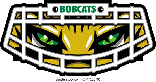 bobcats football team design with mascot wearing facemask for school, college or league