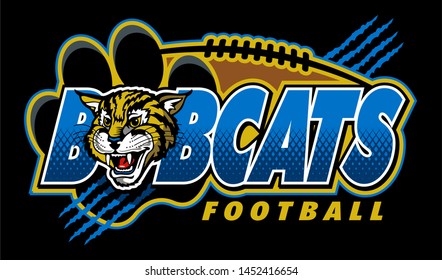 bobcats football team design with mascot head for school, college or league
