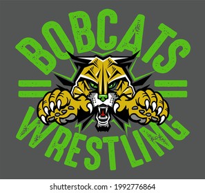 Bobcats Wrestling Team Design With Mascot For School, College Or League