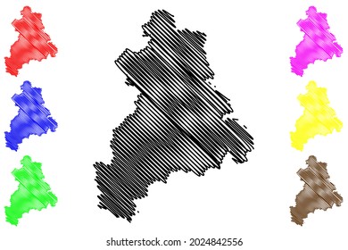 Boblingen district (Federal Republic of Germany, rural district, Baden-Wurttemberg State) map vector illustration, scribble sketch Boblingen map