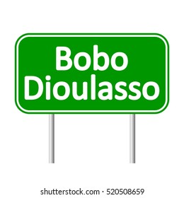 Bobo Dioulasso road sign isolated on white background.