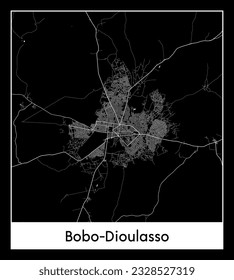 Bobo-Dioulasso Burkina Faso Africa City map black white vector illustration