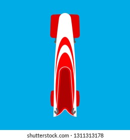 Bobsled or bobsleigh red sled top view vector flat icon. Winter snow game sport skeleton race equipment competition