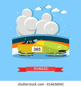 Bobsled concept vector illustration. Winter sports bobsleigh competition flat style design element.