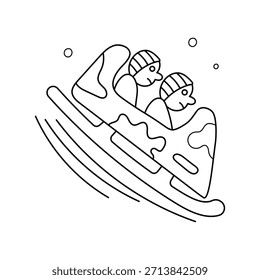 Bobsled Doodle Symbol mit weißem Hintergrund, Vektorgrafik