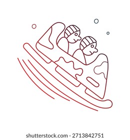 Bobsled Doodle Symbol mit weißem Hintergrund, Vektorgrafik