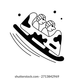 Bobsled Doodle Symbol mit weißem Hintergrund, Vektorgrafik