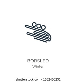 Bobsled icon. Thin linear bobsled outline icon isolated on white background from winter collection. Line vector sign, symbol for web and mobile