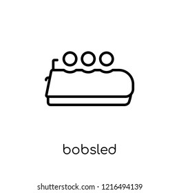bobsled icon. Trendy modern flat linear vector bobsled icon on white background from thin line collection, outline vector illustration