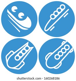 Bobsled icons set
