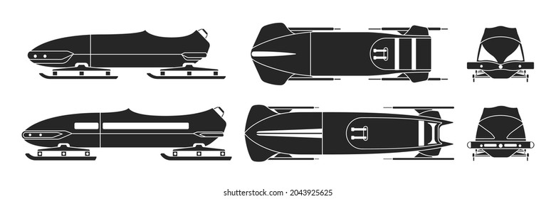 BobSchlitten einzeln auf schwarzem Set Symbol.Vektorgrafik mit Bügel auf weißem Hintergrund.schwarz Vektorsymbol mit Schlitten.